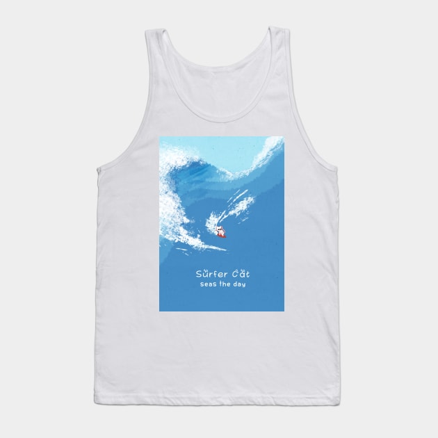 Surfer Cat Tank Top by FullMoon